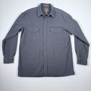 St Johns Bay Gray Chamois Cloth Button Down Shirt Large Tall Flannel Heavyweight
